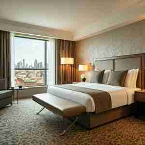 hotel guest room constructed using 3d modeling services.