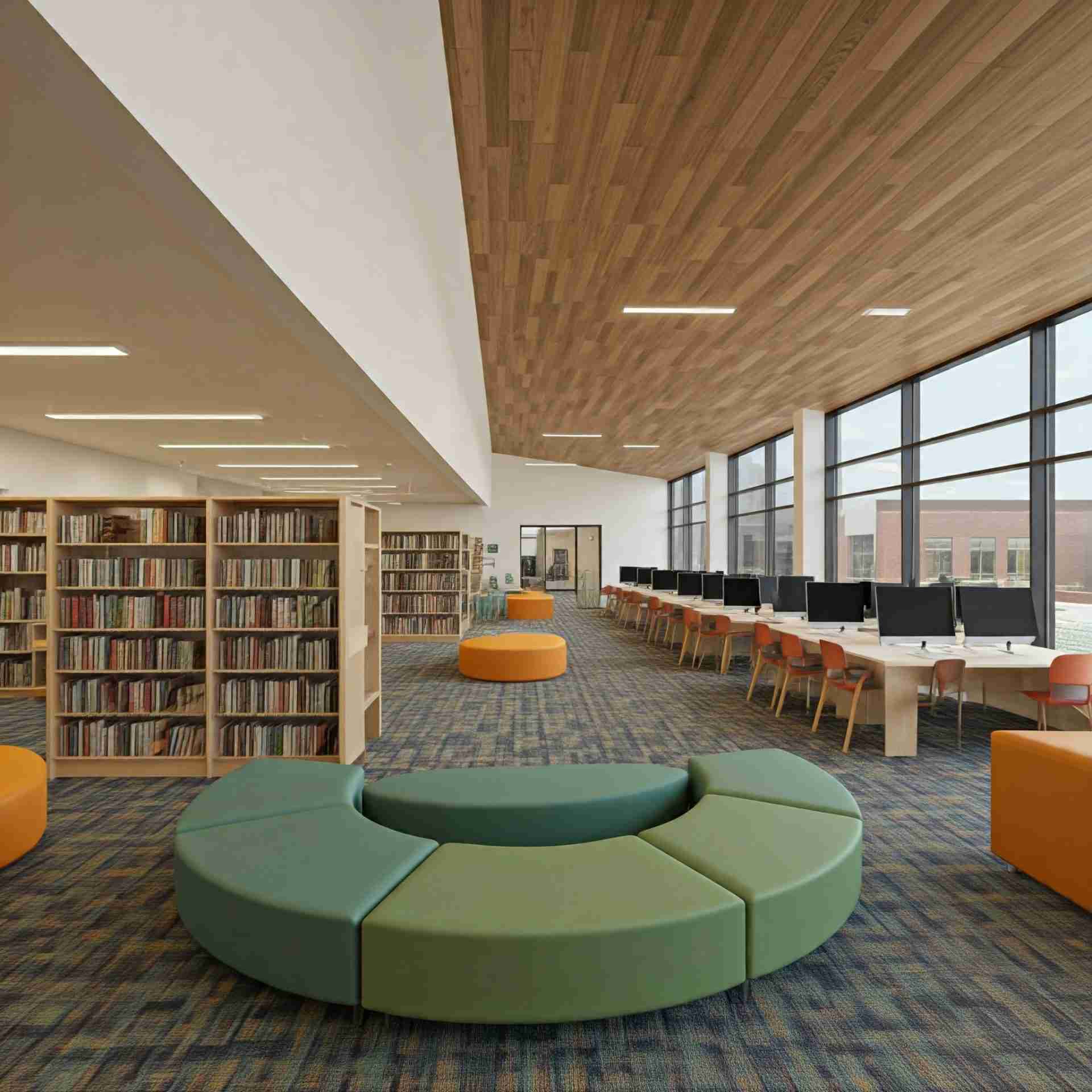 architectural model of library using BIM management.