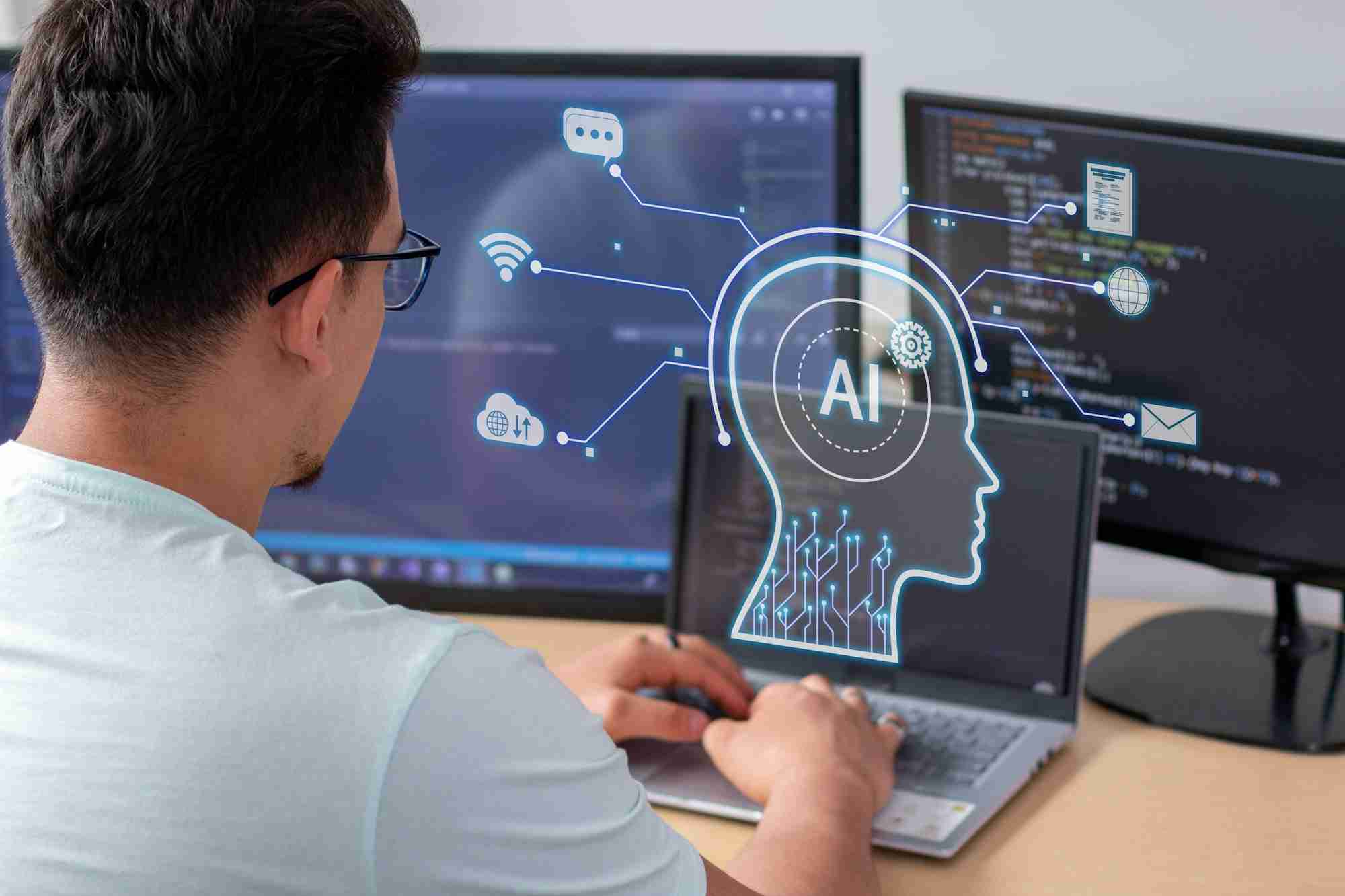 image of man using BIM consulting services for building project.