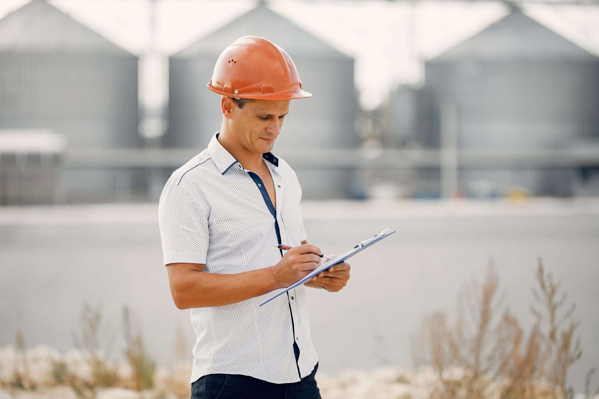 man utilizing construction documentation services for project.
