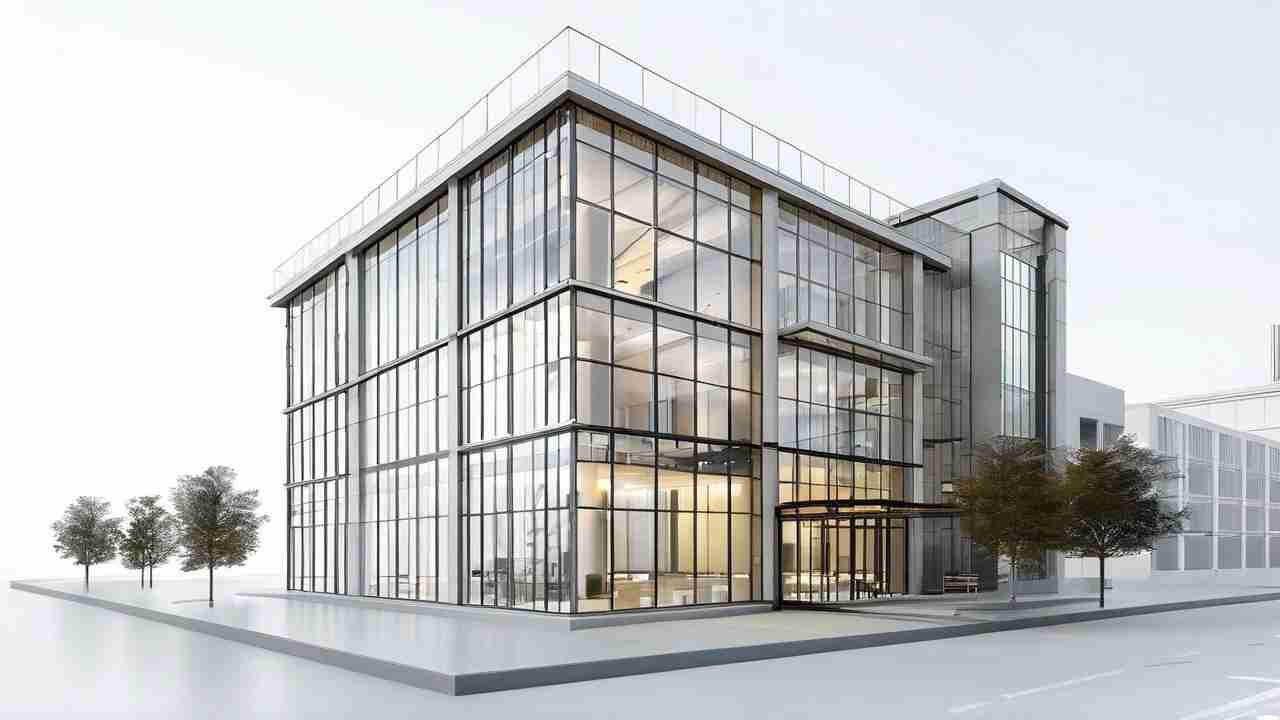 building construction 3d model of office building.
