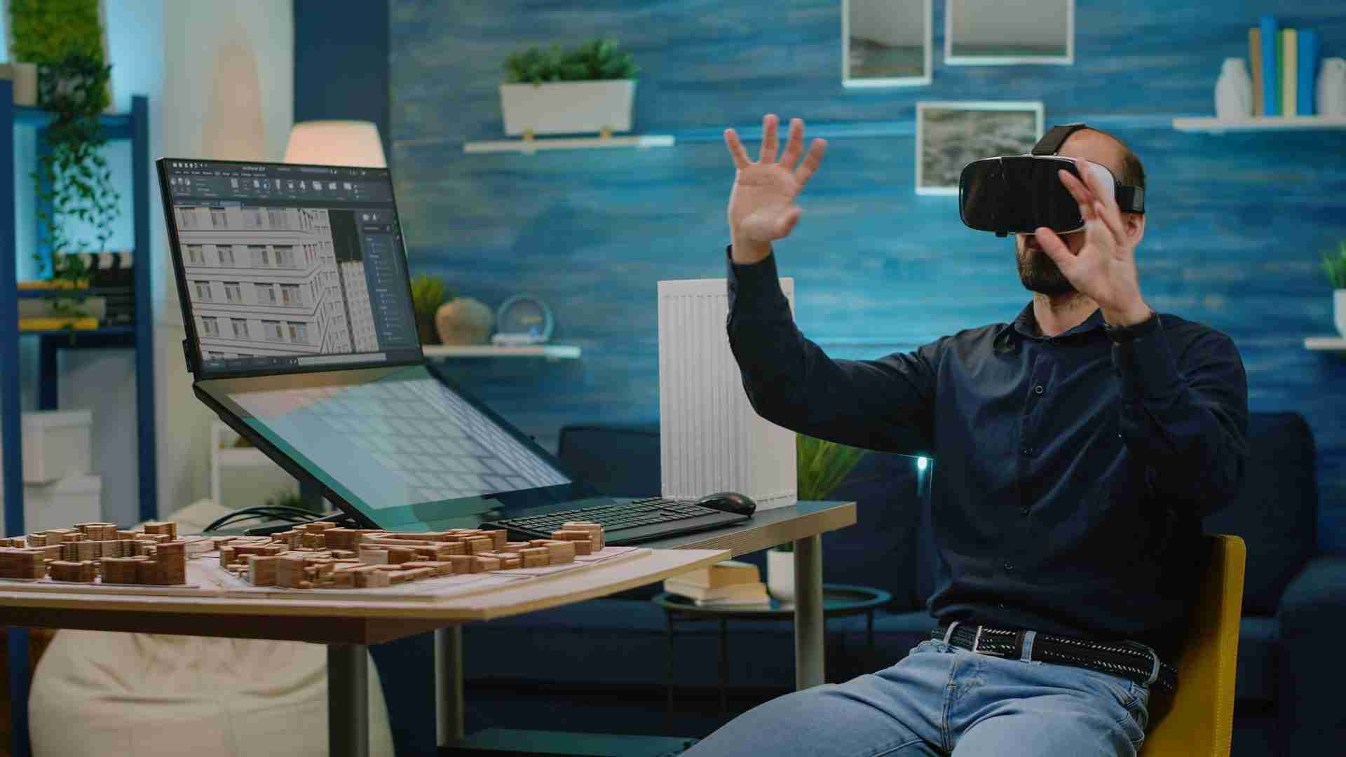 architect using VR for virtual construction.