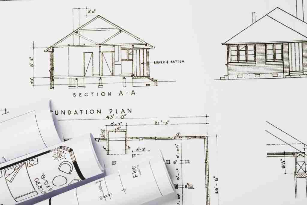 image of construction blueprint signifying building construction drawings.