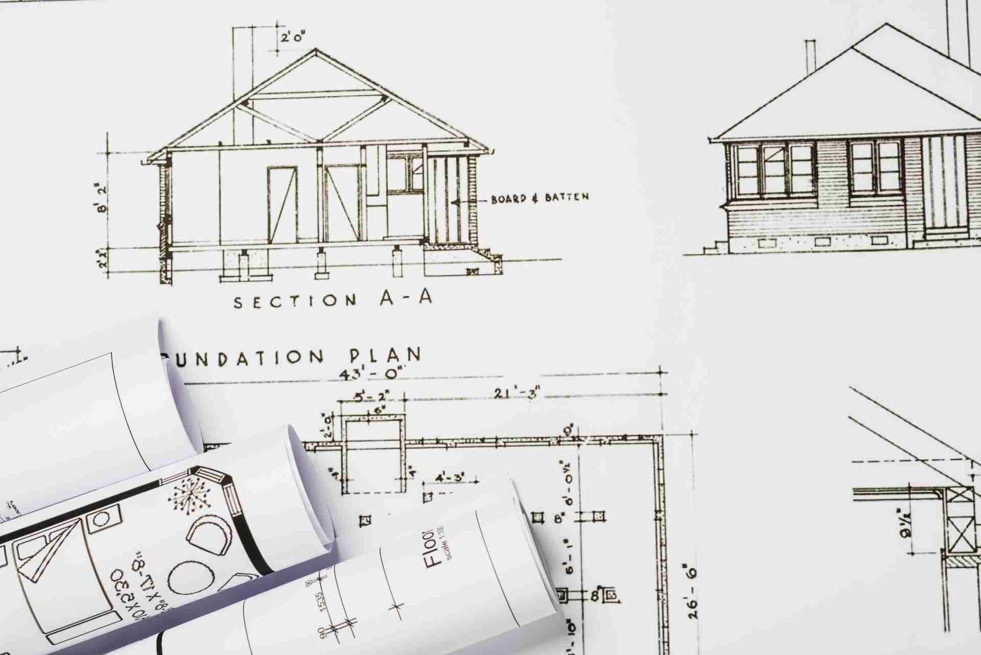 image of construction blueprint signifying building construction drawings.