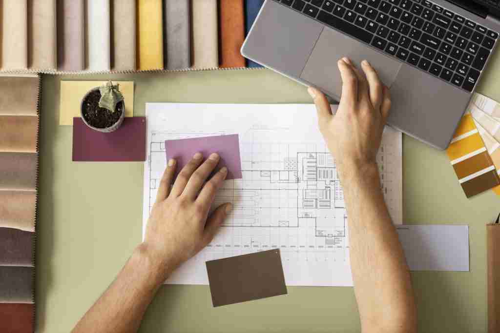 image of man going through blueprints created using residential design services.