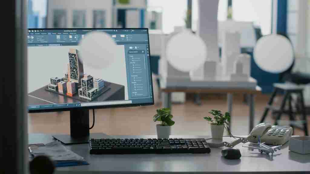 image of laptop with virtual construction services showing.