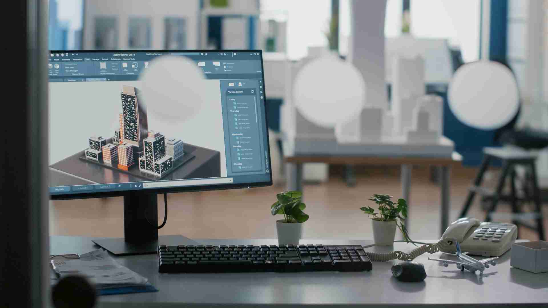 image of laptop with virtual construction services showing.